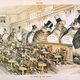 An old political cartoon showing the bosses of big industry looming over the U.S. Senate.